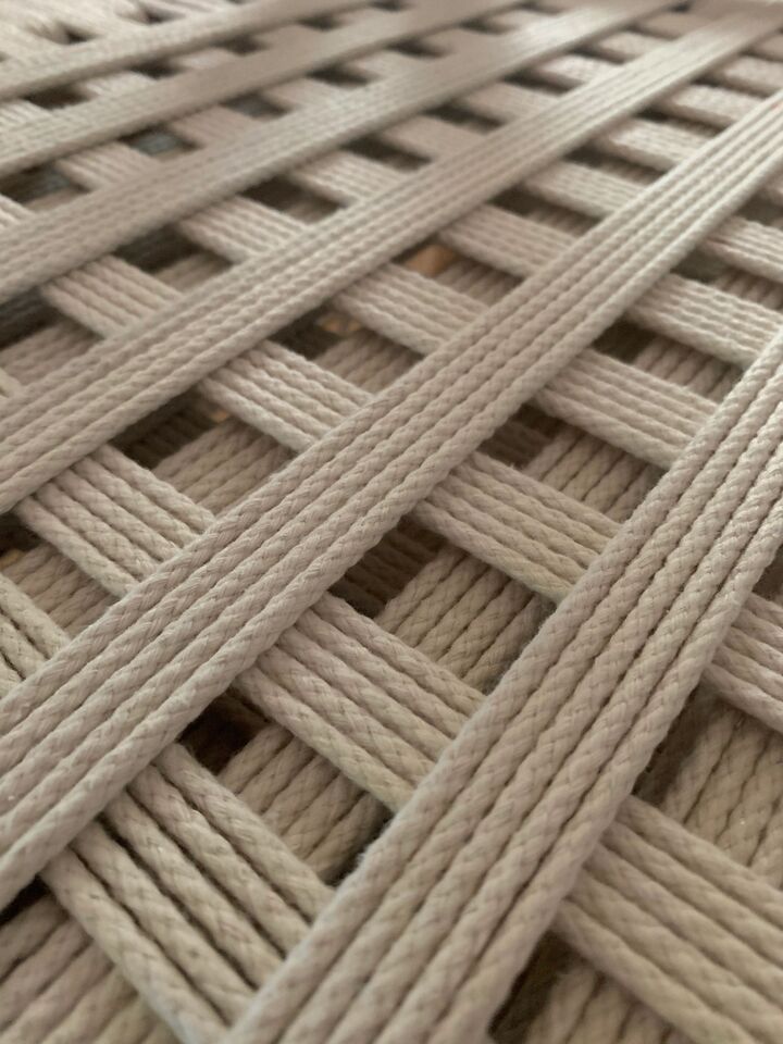 Extreme close view of the cord basketweave showing the even tension across the panel